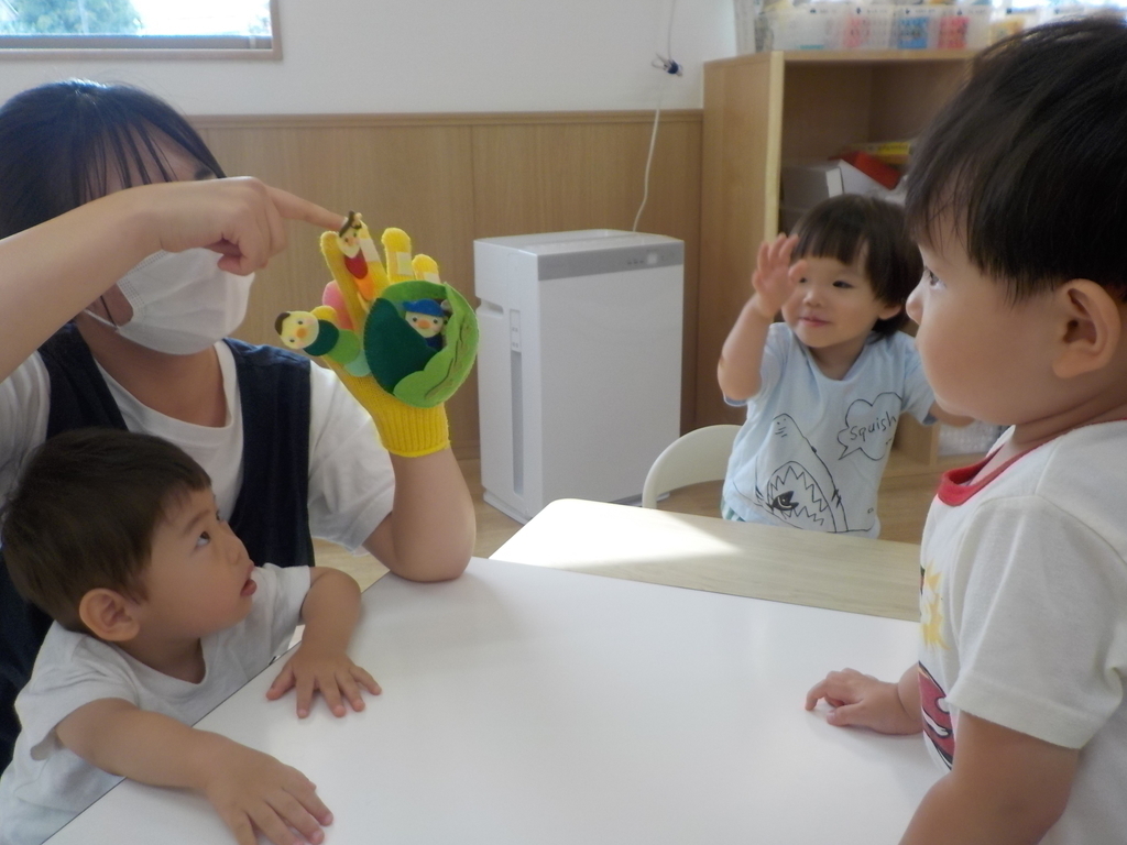 ７月お誕生日会（つき組）と水遊び